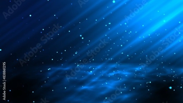 Obraz The mesmerizing beauty of a deep blue ocean, bathed in ethereal light. The darkness of the depths is illuminated by a soft, celestial glow, creating an otherworldly ambiance