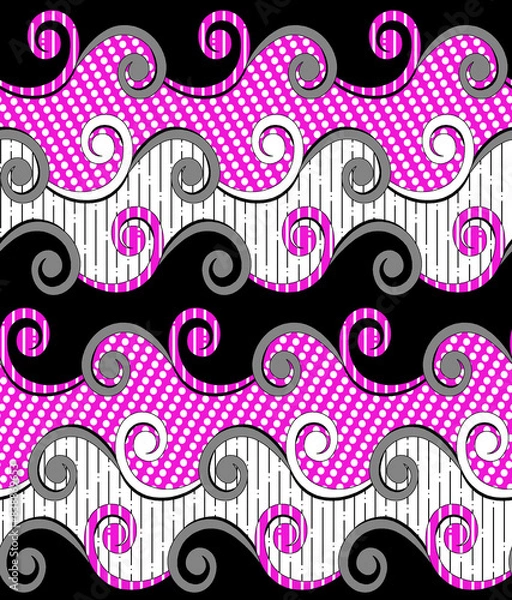 Obraz Seamless Geometrical border pattern on black