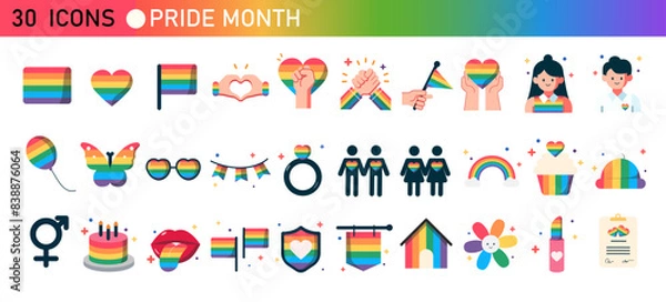 Obraz pride month icon set, LGBTQ concept. Vector illustration