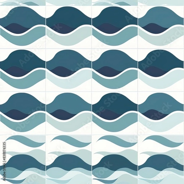 Fototapeta Abstract blue and white wave pattern seamless background.