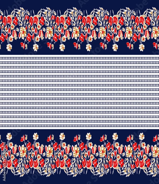Obraz Floral pattern border with stripes