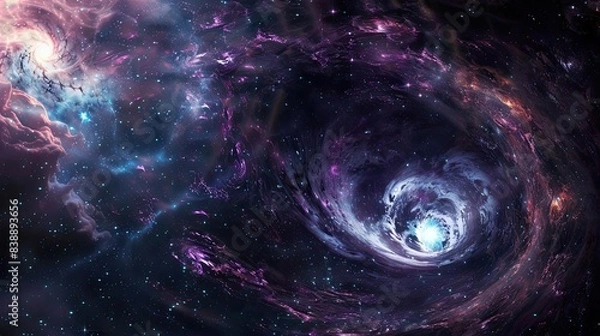 Fototapeta Dark matter interacting with gravitational forces, universes invisible force