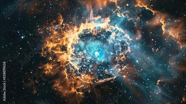 Fototapeta Stunning depiction of a supernova remnant with intricate gas clouds, celestial art