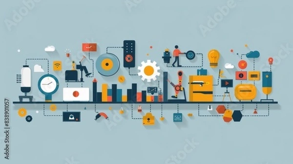 Fototapeta Couple helping to pack up and move house, Infographic concept.