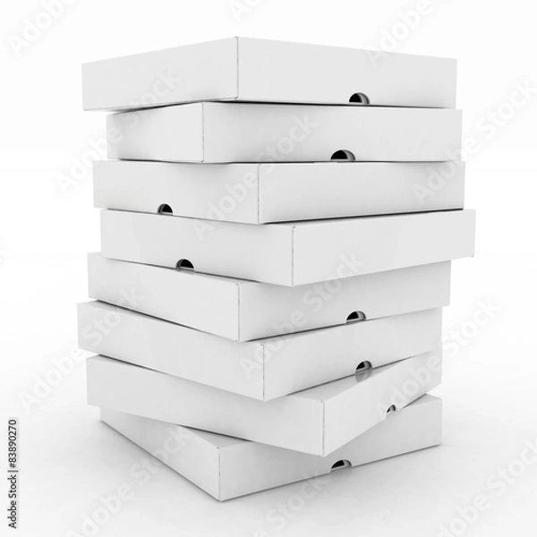 Obraz 3d boxes for pizza isolated on white background