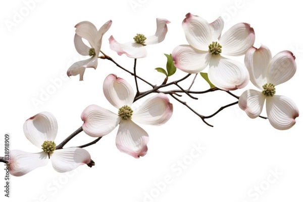 Fototapeta Enchanted Branch Blooming With Delicate Flowers on a White or Clear Surface PNG Transparent Background.
