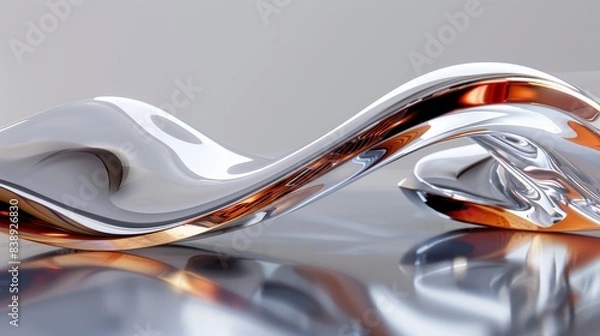 Fototapeta A contemporary 3D rendering of luxury products with futuristic materials such as liquid metal alloys and transparent ceramics, presented in a sleek studio shot with clear copy space