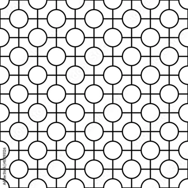 Fototapeta Black and white geometric seamless pattern with line and circle.