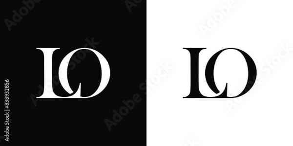 Obraz Abstract serif letter LO logo in black and white color for beauty and wedding design logo vector inspiration