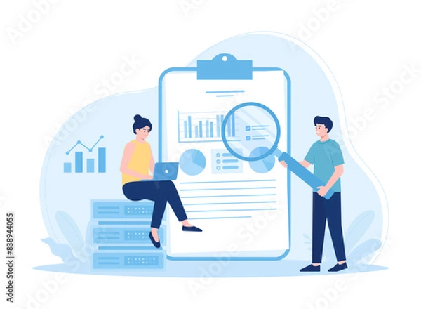 Fototapeta Activities that review company financial data concept flat illustration