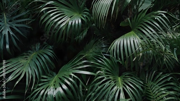 Fototapeta green palm tree background nature