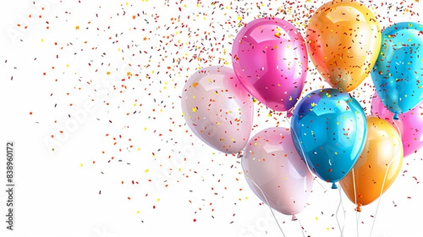 Fototapeta Happy birthday wishes accompanied by colorful balloons