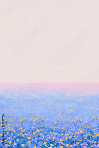 Fototapeta Flower field, background, No one, empty, Illustration. Generative AI.