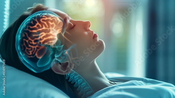 Fototapeta MS patients experience neurological disorder due to their condition. Concept Multiple Sclerosis, Neurological Disorder, Symptoms, Treatment Options, Disease Progression