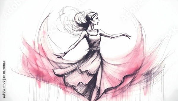 Fototapeta abstract colorful a woman stage performance on digital art concept, Generative AI.