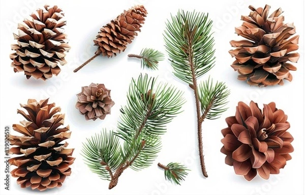 Fototapeta The pine cone symbol is a realistic 3D modern icon