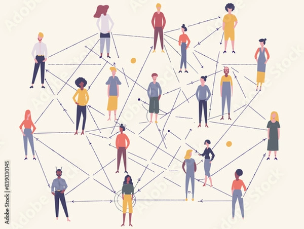 Obraz Animated Employee Referral Network: Connecting Individuals Through Lines and Text