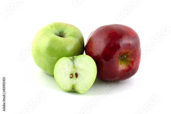 Obraz Яблоки на белом фоне зеленое и красное