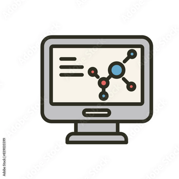 Fototapeta Computer science outline filled color icon. Vector illustration image
