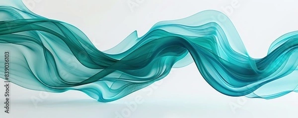 Fototapeta Vibrant teal wave abstract design, refreshing and deep, isolated on a white backdrop