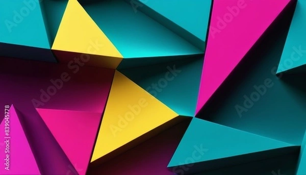 Fototapeta A vibrant abstract background featuring colorful geometric shapes and patterns. The dynamic design and bright colors create a visually striking and modern aesthetic, perfect for contemporary themes