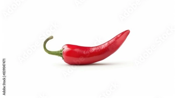 Fototapeta A red chili pepper positioned centrally on a white background, drawing attention to its vivid color
