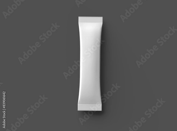 Fototapeta 3d rendering of a glossy sachet packaging stick for your product on a dark background
