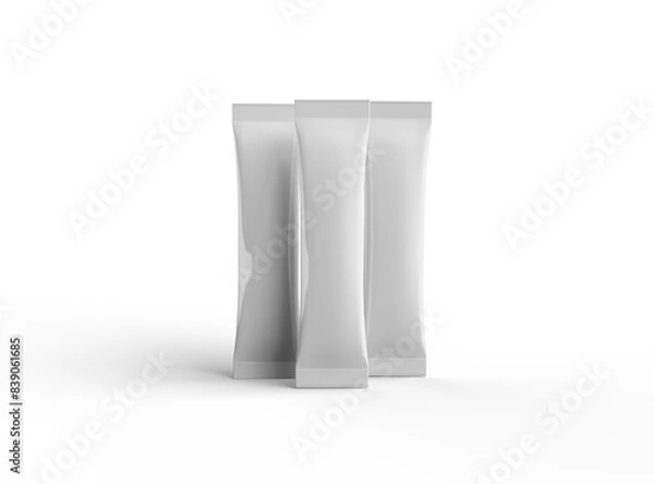 Obraz 3d rendering of a glossy sachet packaging stick for your product on a transparent background