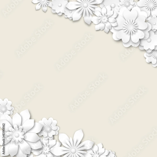 Fototapeta abstract wedding background with white 3d flowers