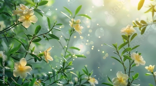 Obraz Sunlight Filtering Through Blooming Flowers on a Spring Day