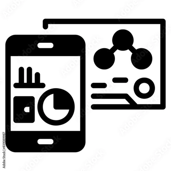 Fototapeta Mobile report solid icon symbol sign from modern dashboard collection in solid style for mobile concept and web apps design. Business and chart related vector line icon.