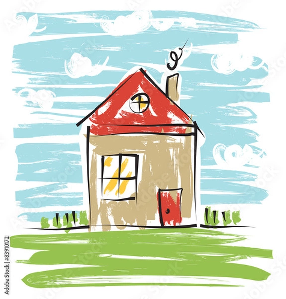 Obraz Colorful house, kids drawing