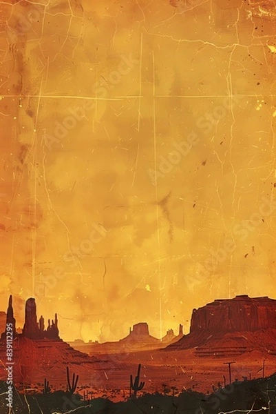 Fototapeta Wild West, border, background Wallpaper, blank in the middle, minimalism, negative space, use for postcard template
