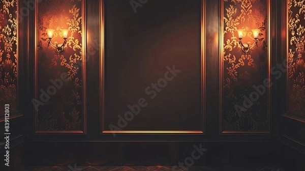 Obraz Speakeasy Style, border, background Wallpaper, blank in the middle, minimalism, negative space, use for postcard template