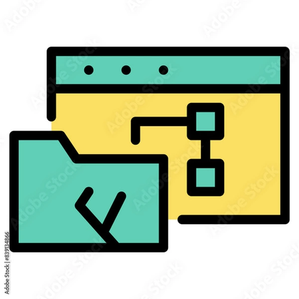 Fototapeta Missing folder flat icon symbol sign from modern dashboard collection in flat style full color for mobile concept and web apps design. Internet and protection related vector line icon.