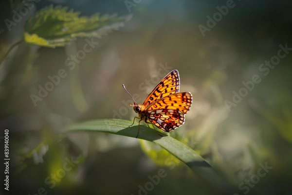 Obraz Motylek na listeczku trawy