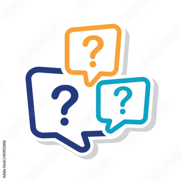 Fototapeta Illustration of exclamation and question mark in speech bubble, icon.