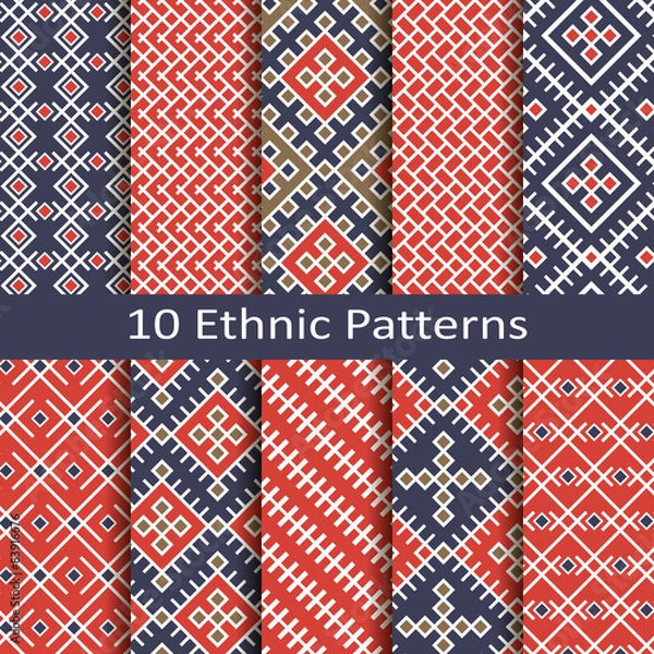 Fototapeta set of ten ethnic patterns
