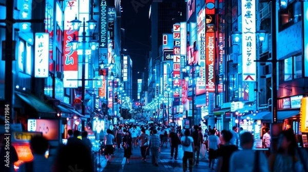 Obraz 日本の夜の繁華街の街並み
