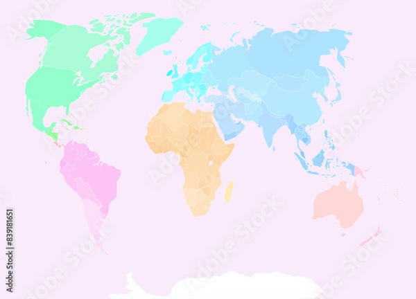 Fototapeta Map in colors of pink background