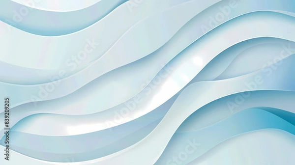 Fototapeta Abstract light blue waves paper art background vector image