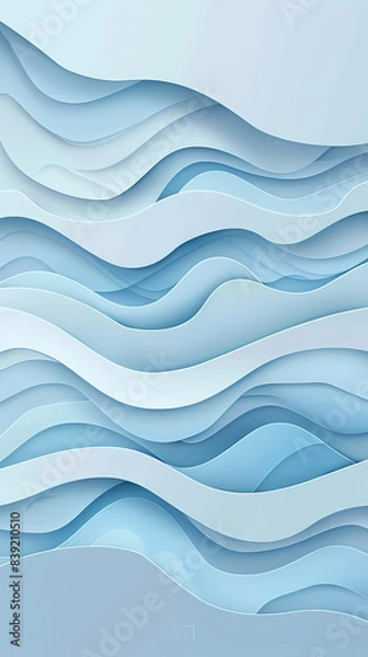 Fototapeta Abstract light blue waves paper art background vector image
