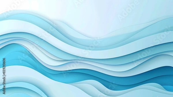 Fototapeta Abstract light blue waves paper art background vector image
