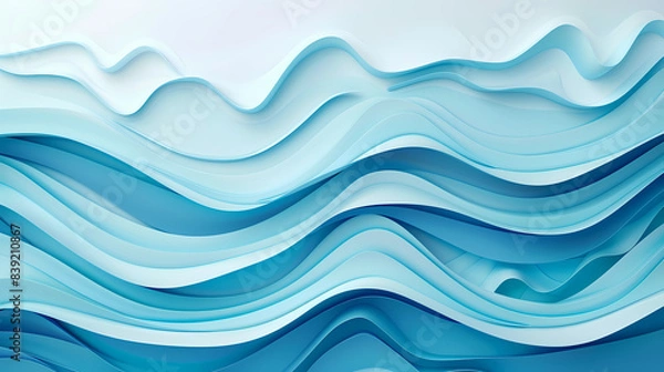 Fototapeta Abstract light blue waves paper art background vector image