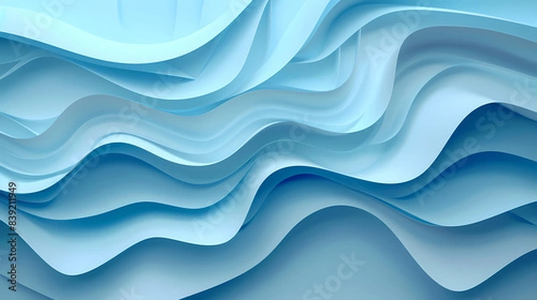 Fototapeta Abstract light blue waves paper art background vector image