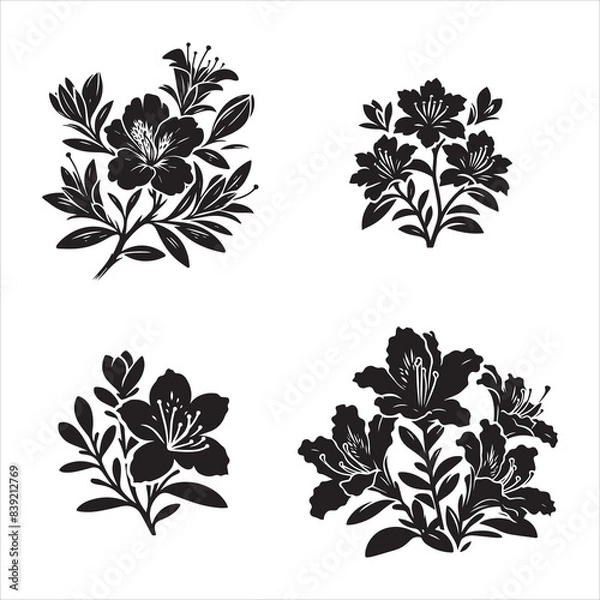 Fototapeta Azalea silhouette vector icon graphic logo  design
