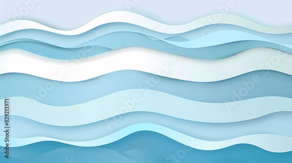 Fototapeta Abstract light blue waves paper art background vector image
