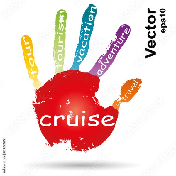 Obraz Vector conceptual children painted hand print word cloud