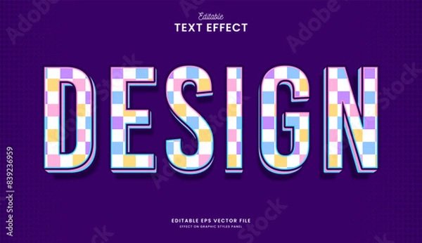 Fototapeta decorative editable checker pastel text effect vector design