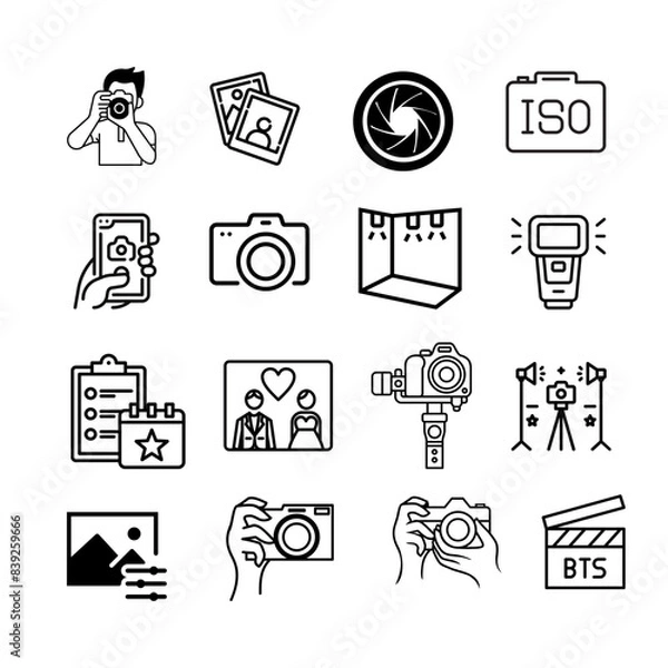 Obraz Icon illustration Photographer , camera, ISO, Portrait, illustration vector.